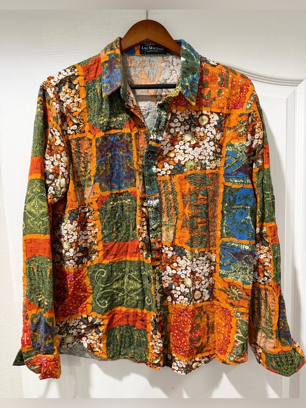 Vintage Y2K LUC MATTON Patchwork long sleeve Button-Up Shirt - Men's size XL